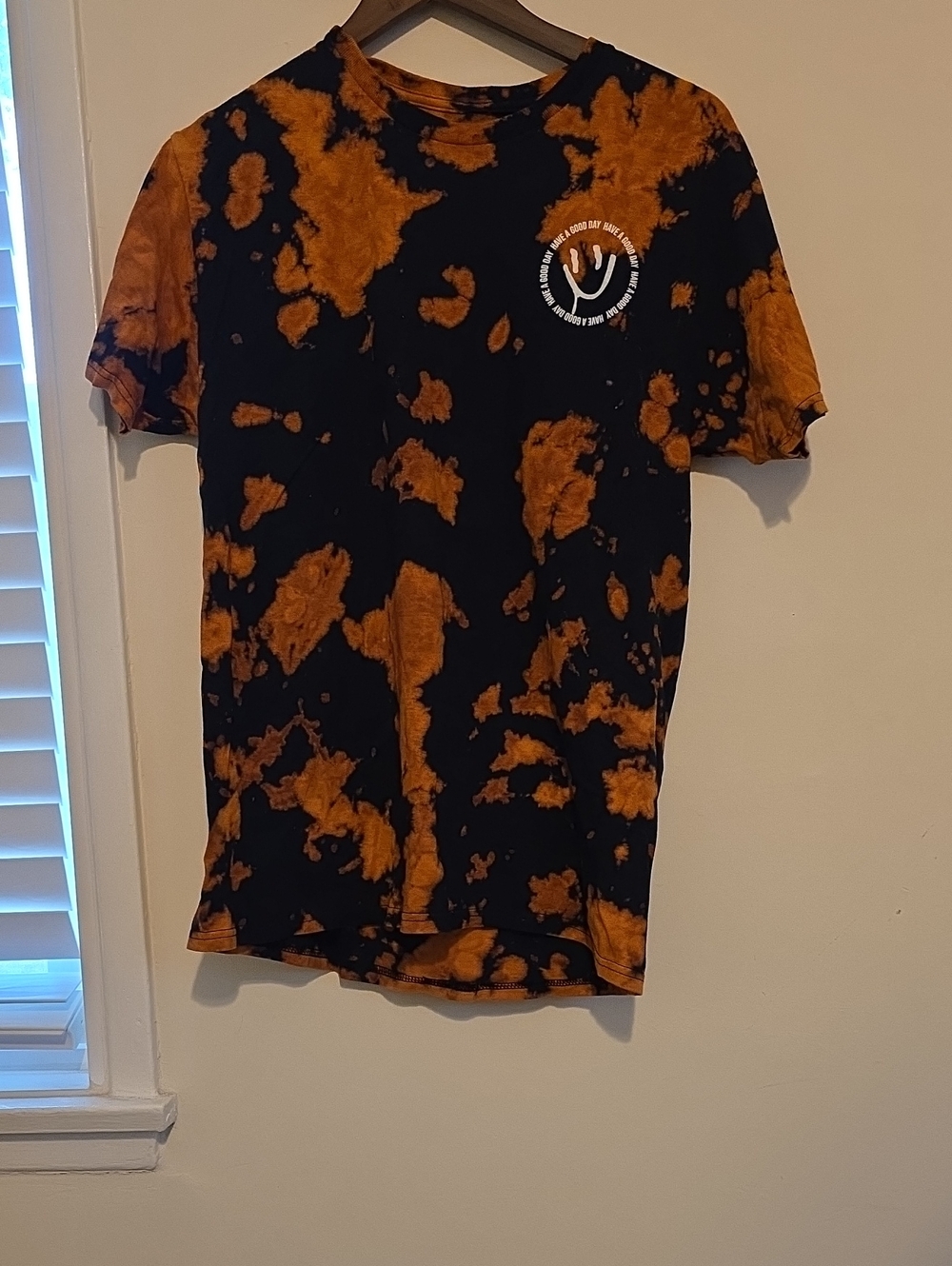 Chemistry Black and Orange Bleach-Effect Short Sleeve Tee